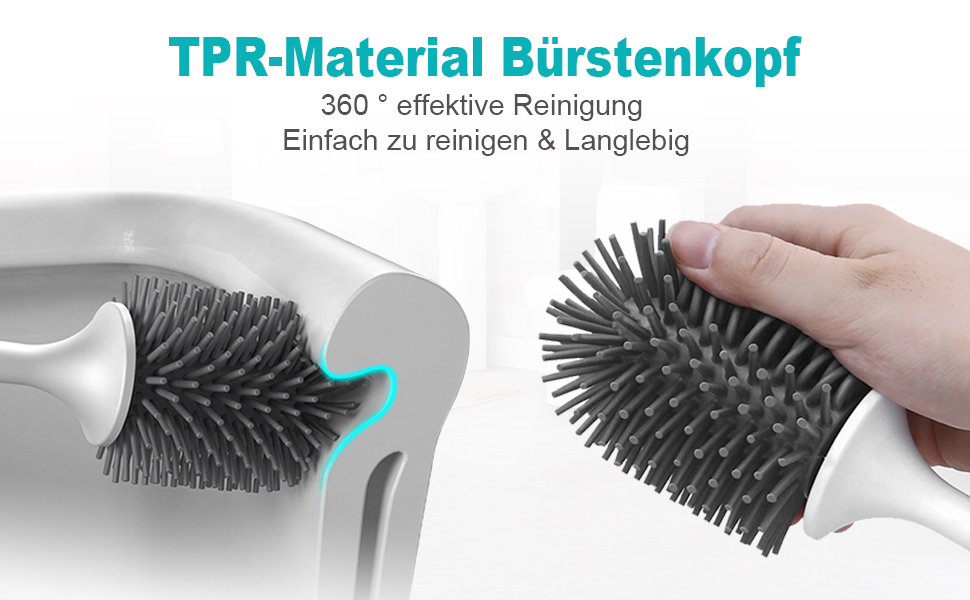 Набір для туалету: щітка з тримачем, силіконова щітка, довга ручка, швидке висихання, настінний/підлоговий монтаж (білий та чорний)