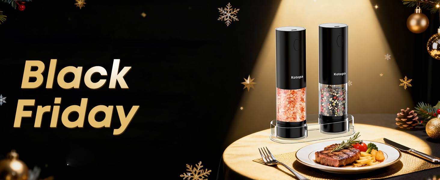 Електричні мельниці для солі та перцю 2 шт. (чорні) з регулюванням помелу, LED-підсвіткою та ємністю 100 мл