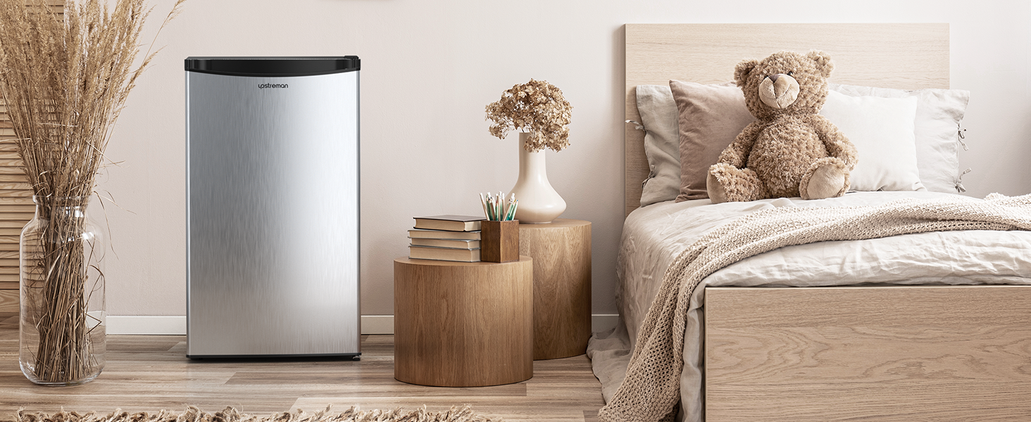 Холодильник Upstreman 91L з функцією швидкого охолодження, 5 температурних режимів (1-8℃), енергоефективний, 41 дБ, компактний та місткий, для студентського гуртожитку/офісу, BR321 (срібний)