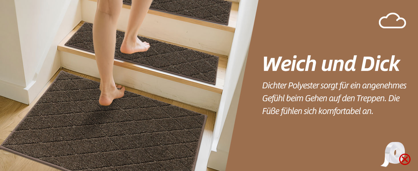 Ковзаючі сходи COSY HOMEER, 15 шт., 70 x 22 см, антиковзкі, самоклеючі, машинне прання, 100% поліестер, TPE-підкладка, для дітей, літніх людей та домашніх тварин, сірий та білий