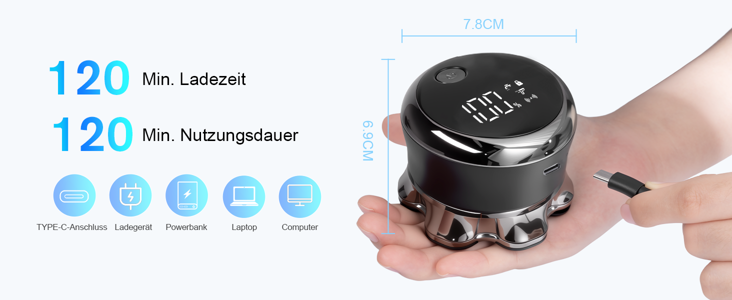 Електричний бритва Carehabi для гоління голови, чоловічий, водонепроникний IPX6, 7D плаваючі головки, LED-дисплей, акумуляторна, для сухого та вологого гоління, для подорожей