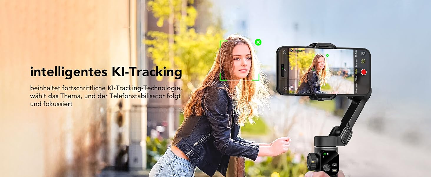 Стабілізатор для телефону Smart V8 Black з 3-осьовою стабілізацією та 7.8-дюймовою штангою, AI-трекінг, OLED-дисплей, кнопка зйомки