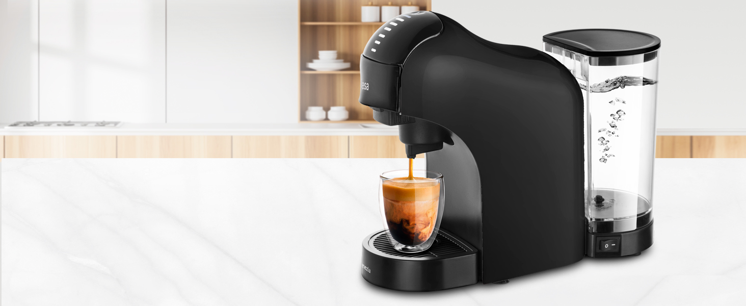 Кавоварка Ufesa Bellagio 3-в-1 для капсул Nespresso, Dolce Gusto та меленої кави, сенсорна панель, 1 л, 1400 Вт, 15 бар, чорна