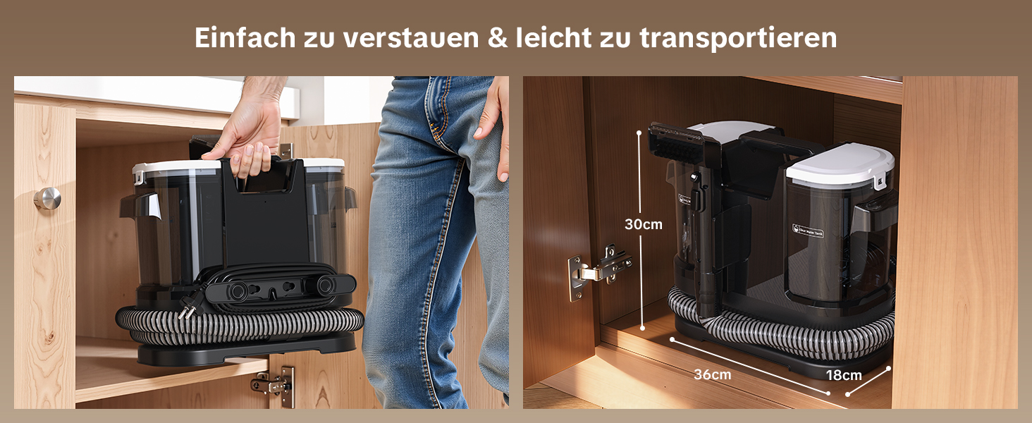 Портативний пилосос для чищення м'яких меблів Lubluelu 600 Вт, 18 кПа, з функцією самоочищення та насадкою для килимів, диванів та авто (чорний)