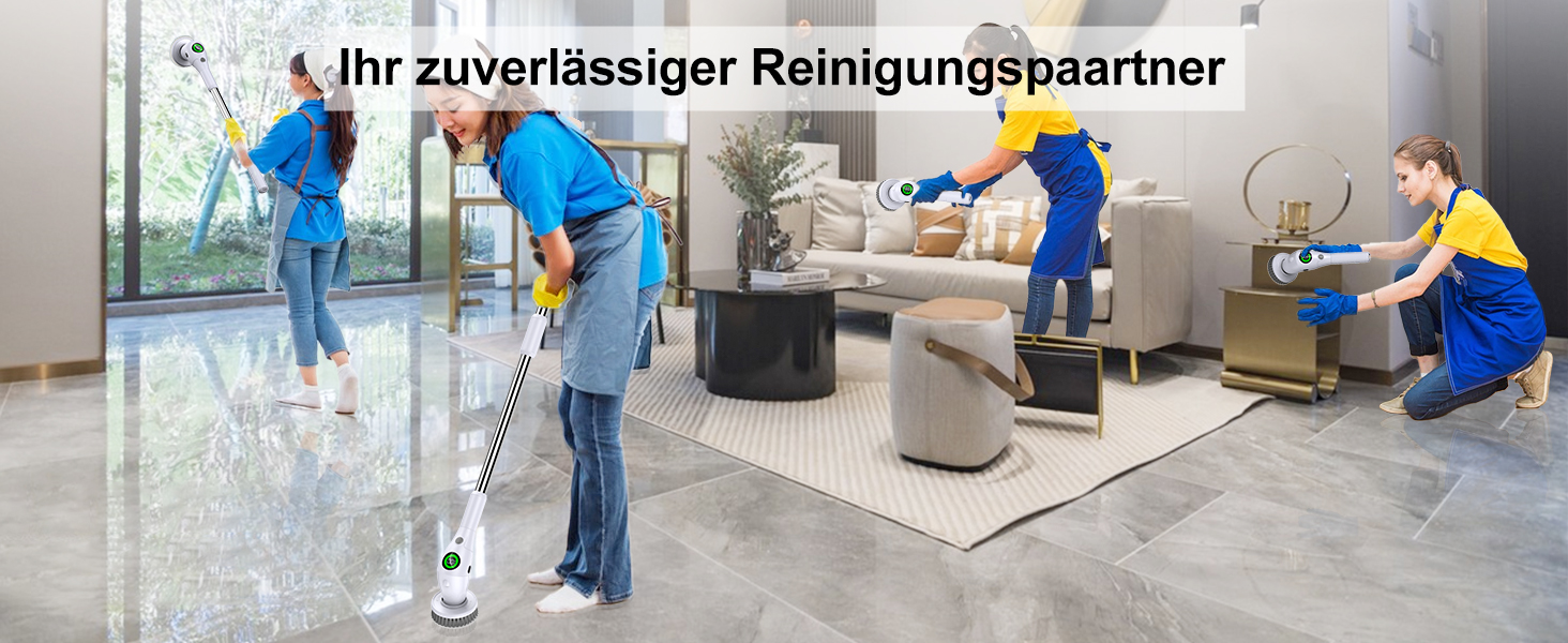 Електрична щітка для чищення з 8 насадок, регулювання швидкості, LED дисплей - для ванної, кухні, авто