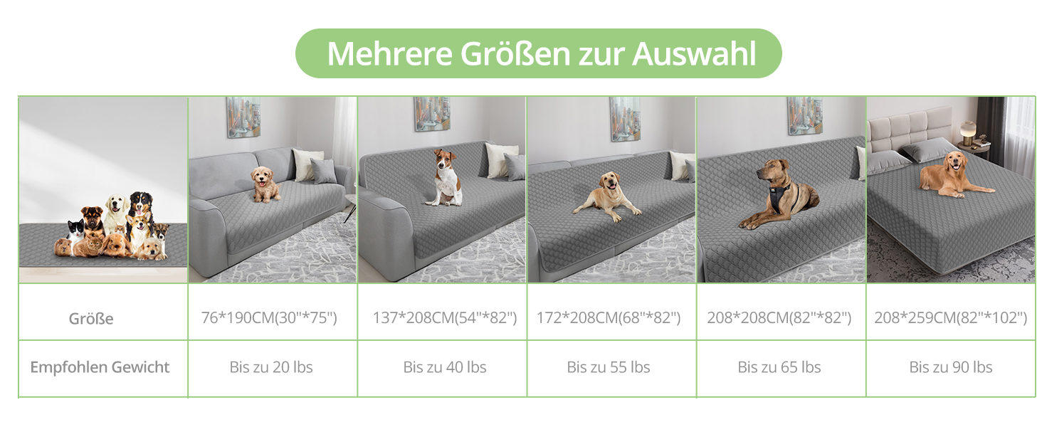 Водонепроникний килимок для собак, килимок для котів, неслизький, міцний, для захисту дивану, ліжка, автокрісла, можна прати в пральній машині (172 x 208 см, темно-сірий)