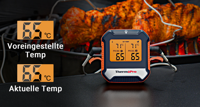 Цифровий м'ясний термометр ThermoPro з 2 зондами для гриля, барбекю, коптильні, з Bluetooth 5.0 до 135 м, перезаряджуваний, з сигналом тривоги, для кухні та смартфона