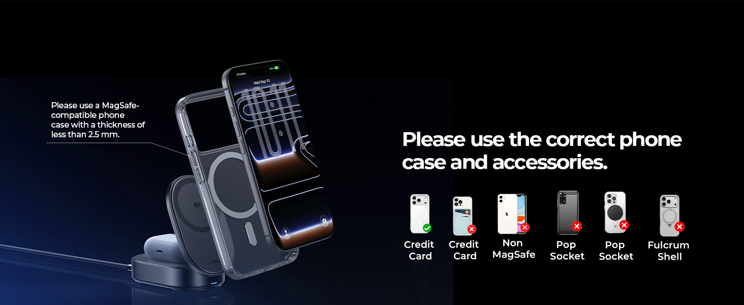 Зарядна станція LISEN 3-в-1 MagSafe 25W з адаптером 45W для iPhone 17/16/15/14/13, Apple Watch та AirPods Qi2.2