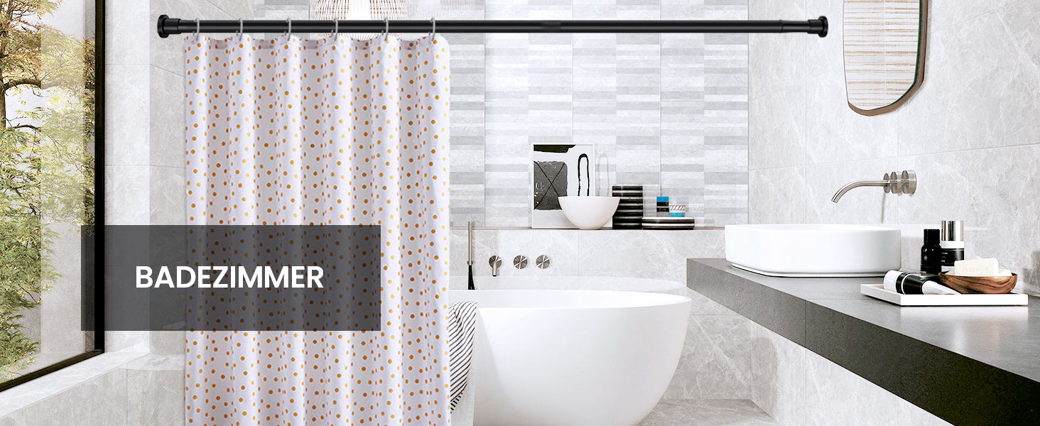 Штанга для душу без свердління 73-224 см, висувна штанга для ванної кімнати, чорна