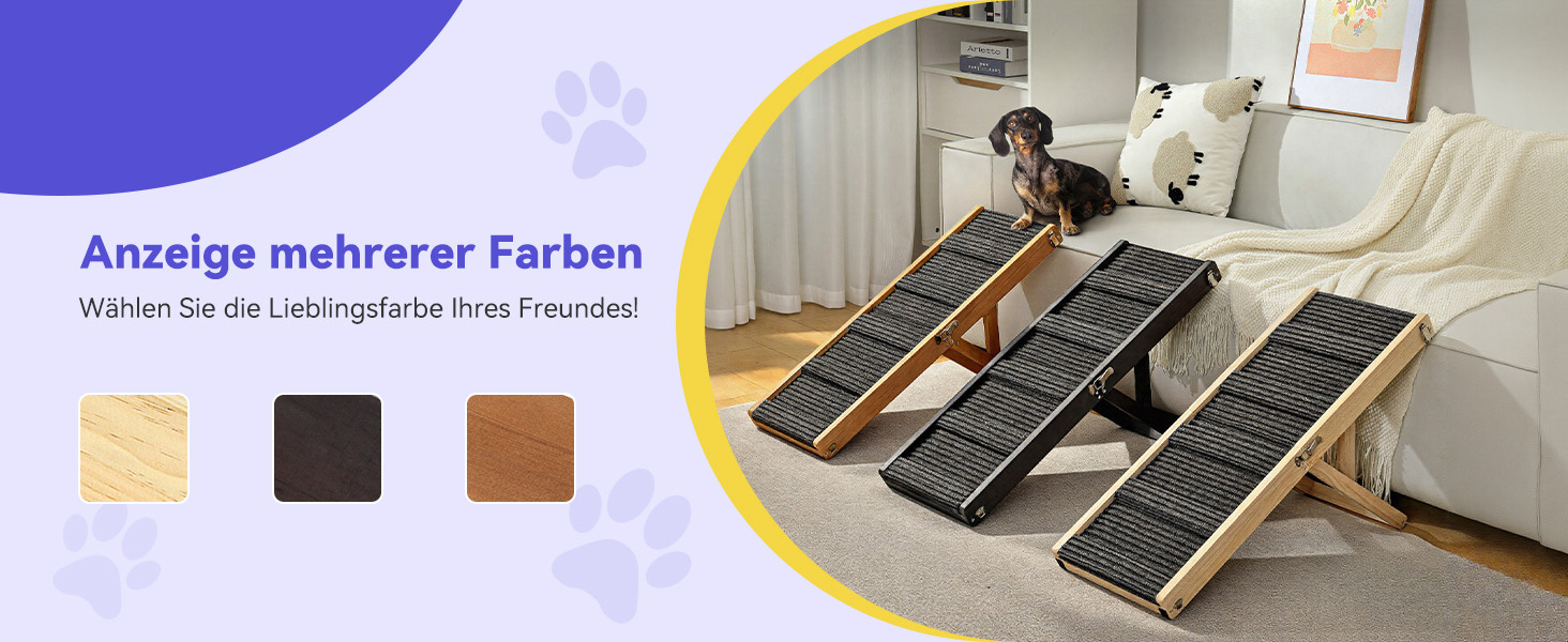 Pawaboo Рампа для собак, дерев'яна, регульована висота, 11.6'-22.4', для маленьких та середніх собак до 65 кг, протиковзка, для авто, ліжка, дивану (80x30 см, чорна)