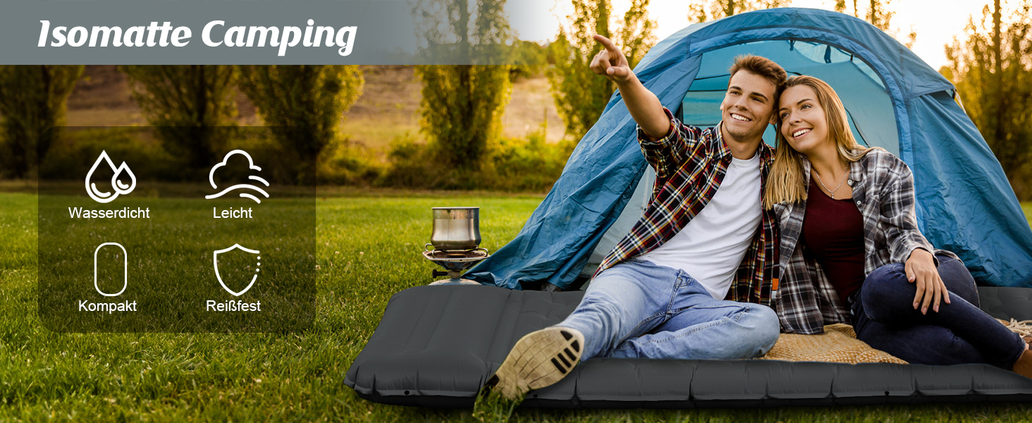 FTSMTK Self-Inflating Camping Mat with Foot Pump - 12cm Thick Sleeping Pad, Ultralight Air Mattress for Outdoor Camping - Black