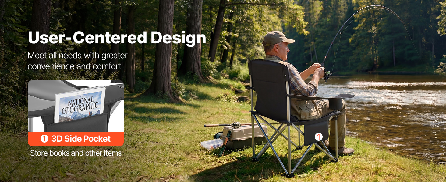 Складні кемпінгові крісла VEVOR 2 шт, надміцні (204 кг), з підлокотниками та підсклянником, для риболовлі та відпочинку на природі