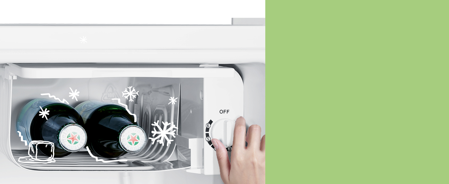 Mini холодильник Comfee RCD50WH2(E) 43L з відділенням для льоду, білий. Холодильник для кімнати та офісу, швидке охолодження, регулювання температури, енергоефективний (F)