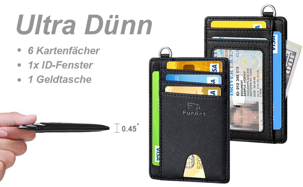 FurArt: Тонке кредитне картхолдер, RFID-захист, мінімалістичний, для чоловіків та жінок, чорний