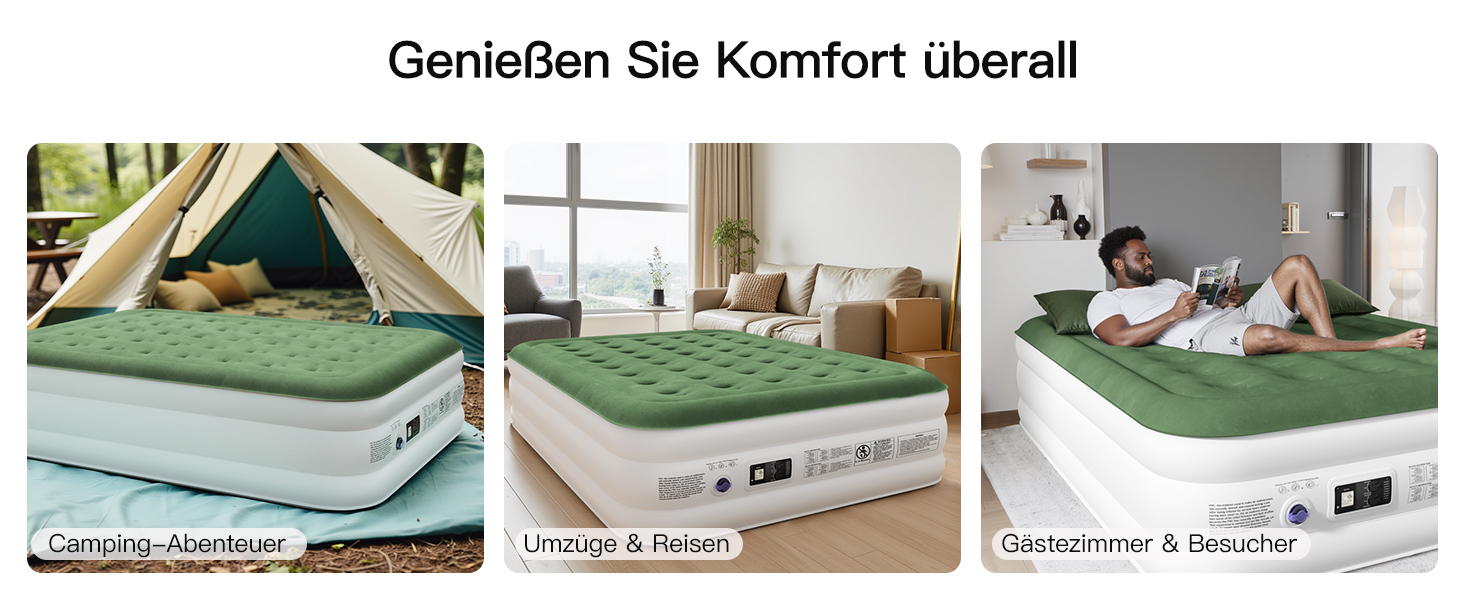 Надувний матрац для 2 осіб 203x152x40 см з електричним насосом, самонадувний, для дому