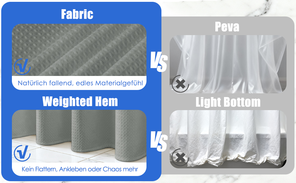 Водонепроникна штора для душу вафельна, 180x190 см, 260 GSM, сіра. Преміум-якість, анти-грибок, з металевими люверсами