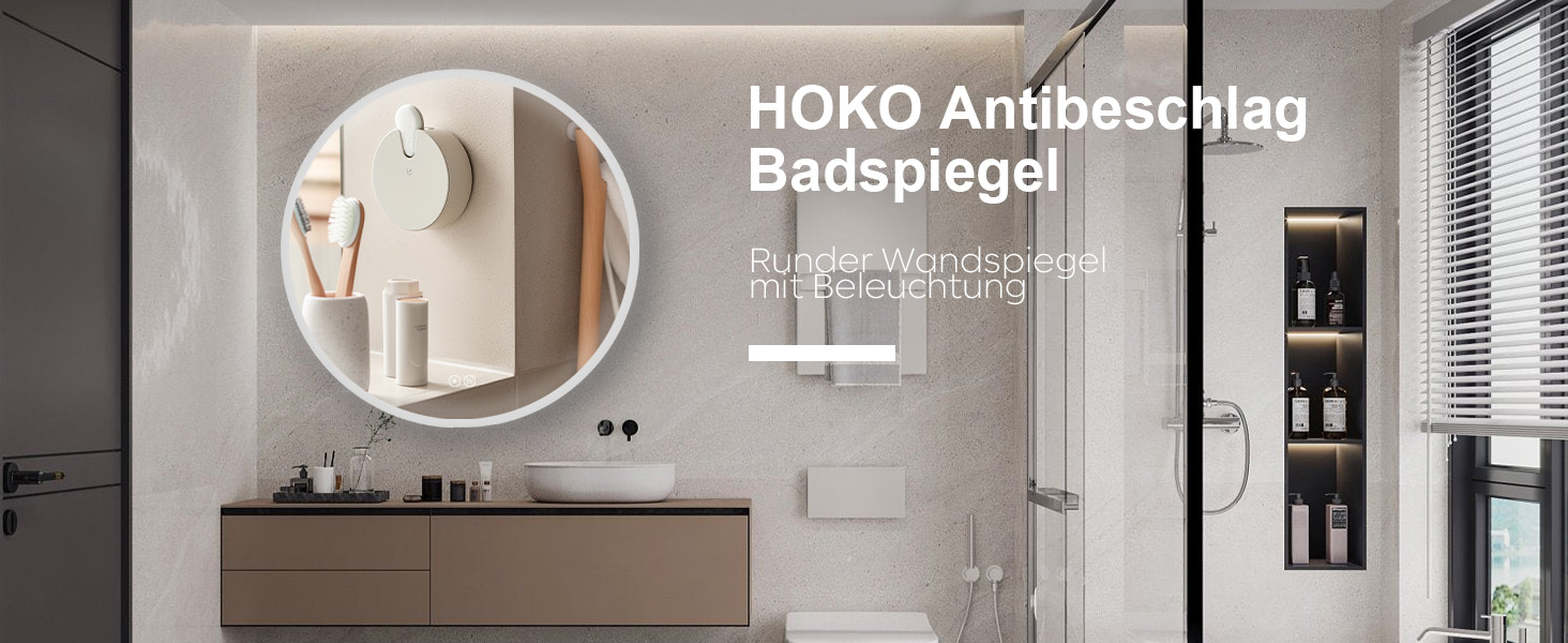 Дзеркало для ванної кімнати HOKO ULM 60см з підсвічуванням LED, антизапотівачем та сенсорним вимикачем. Колір сріблястий. Розміри 60x60 см.