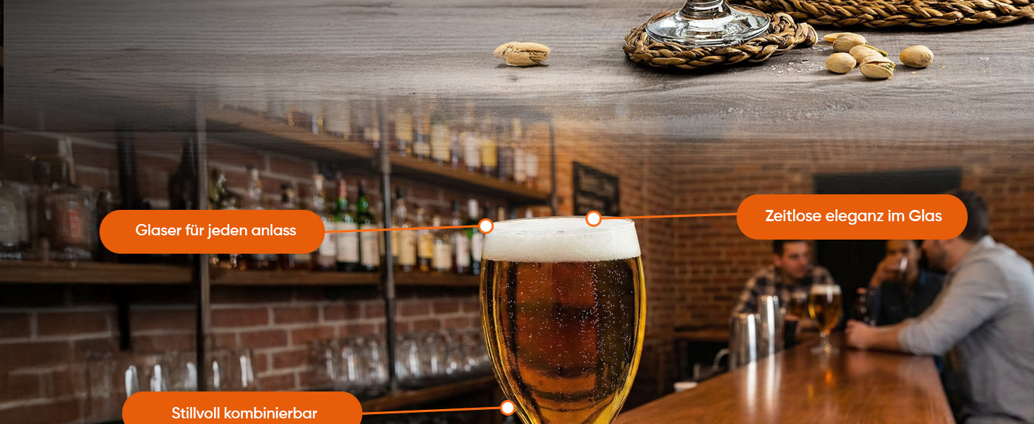 Набір келихів для пива Luxus Pint, 6 шт, 590 мл, без свинцю, 590 мл