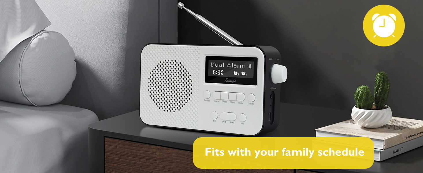 Портативний цифровий радіоприймач LEMEGA PR2-Max DAB+/FM з Bluetooth 5.3, живлення від батарейок AA, чорний