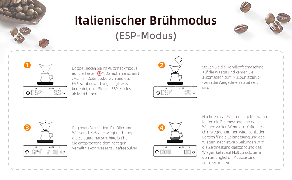Кухонні ваги Carehabi з таймером, 0.1г, прецизійна вага для еспресо, 2 кг, з силіконовим підігрівачем, перезаряджувана