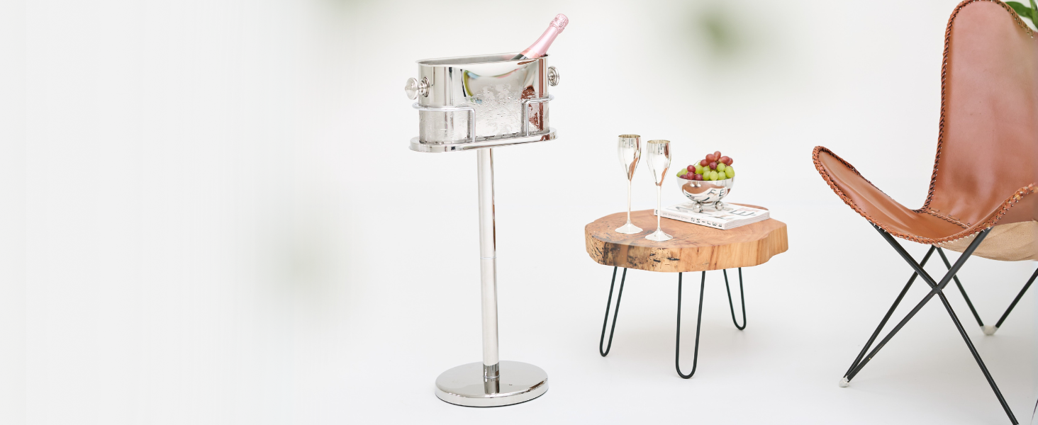 Охолоджувач для шампанського EDZARD Capri, золотий, для 1 пляшки, з підставкою, для вина, шампанського та льоду