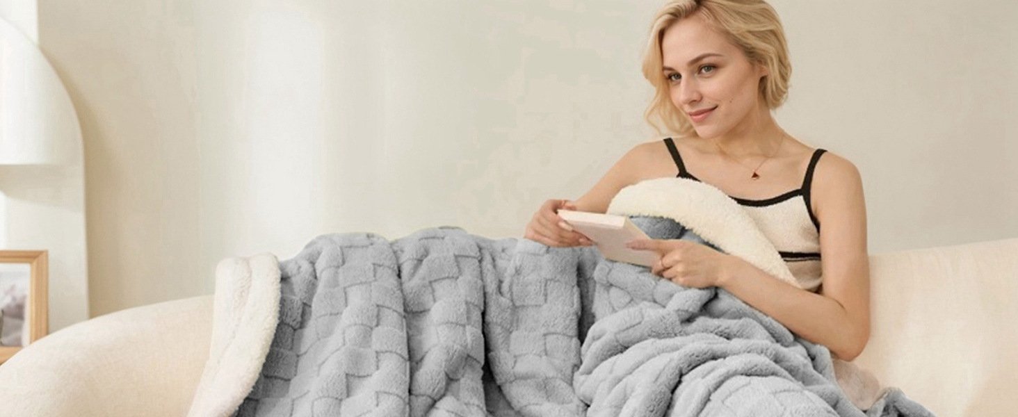 Плед Gracelife Sherpa з м'якого флісу, великий, теплий, 150 x 200 см, сірий (A01)