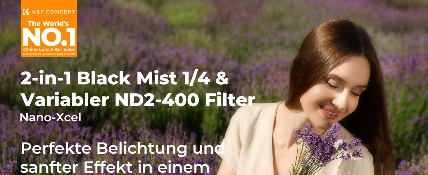 Фільтр K&F Concept 77mm Black Mist 1/4 та ND2-ND400 2-в-1 (Nano-Xcel Series)