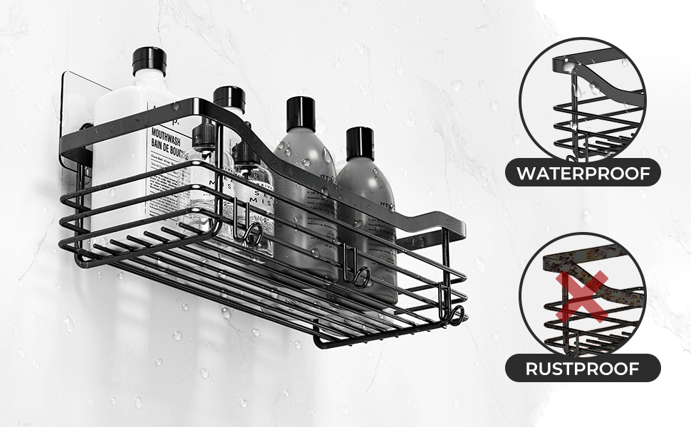 Набір душових корзин з полицями та гачками Orimade (3 шт., чорний) - нержавіюча сталь SUS304, без свердління