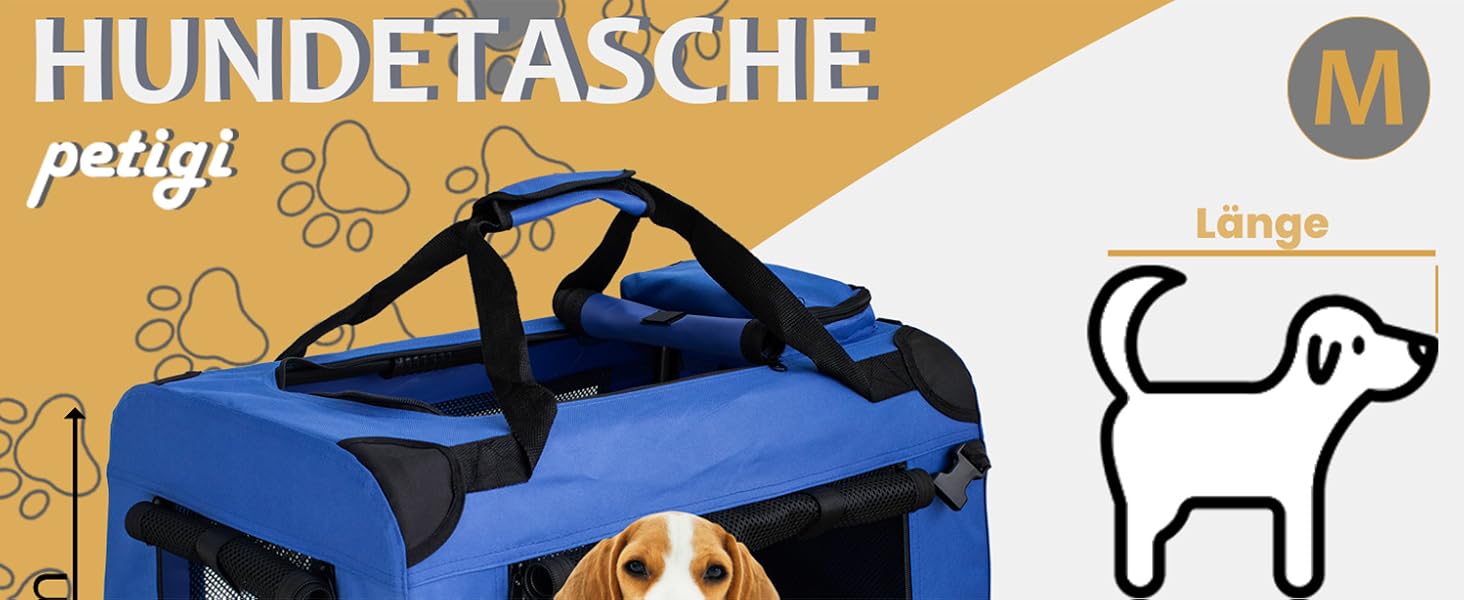 Складана переносна сумка-переноска для собак та котів Petigi (M, 60x42x45 см, блакитна)