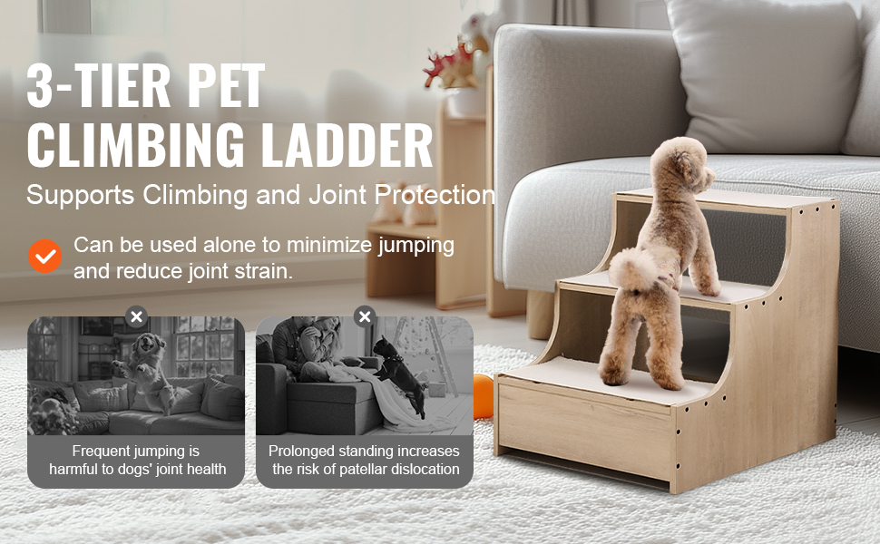 Багатоярусне ліжко для тварин VEVOR з драбиною, місцем біля вікна для собак/кішок, багатоступеневе ліжко, лежанка для собак, платформа з м'якими подушками, лежанка для домашніх тварин 120x50x65 см (Бежевий)