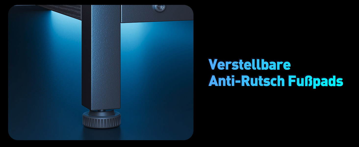 Ігровий стіл L-подібний Coleshome з LED-підсвічуванням та розетками, 120x80 см, з полицею, чорний, для офісу/робочого кабінету