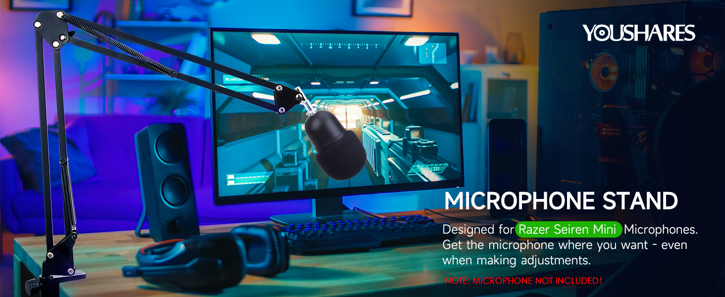Кріплення для мікрофона YOUSHARES Razer Seiren Mini/V3 Mini – професійний тримач з вітрозахистом для геймінгу, стрімінгу та подкастингу