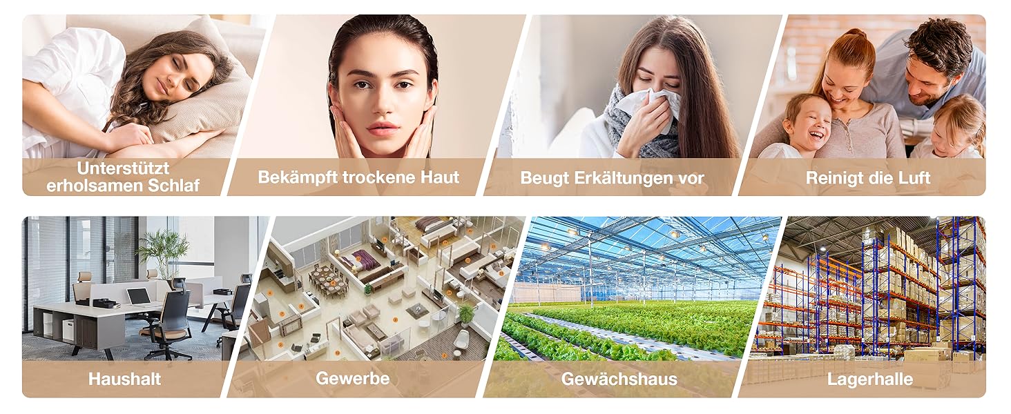 Зволожувач повітря для великих приміщень 20L, теплий та холодний туман, зволожувач до 280м², 360° ультразвуковий зволожувач, для спальні/вітальні/офісу/рослин/комерційного використання, чорний