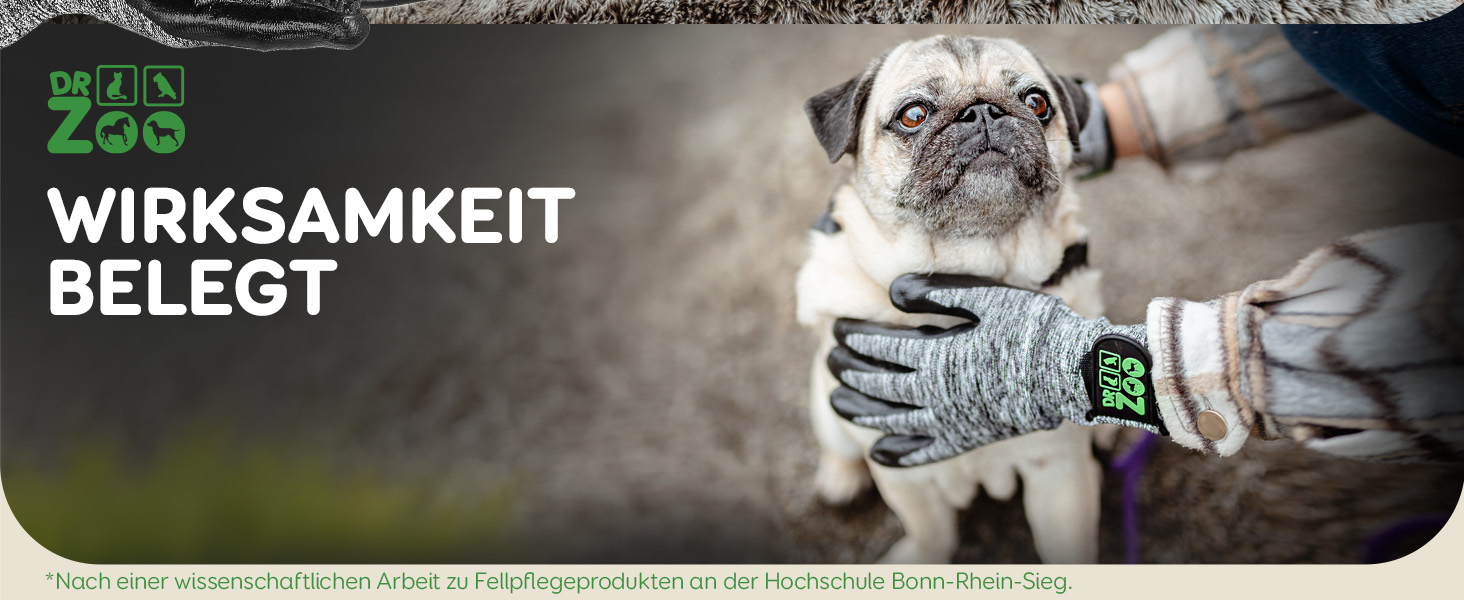 Рукавичка для грумінгу тварин DR Zoo (1 шт, M) - для котів, собак, коней - рукавичка для видалення шерсті, щітка-рукавичка