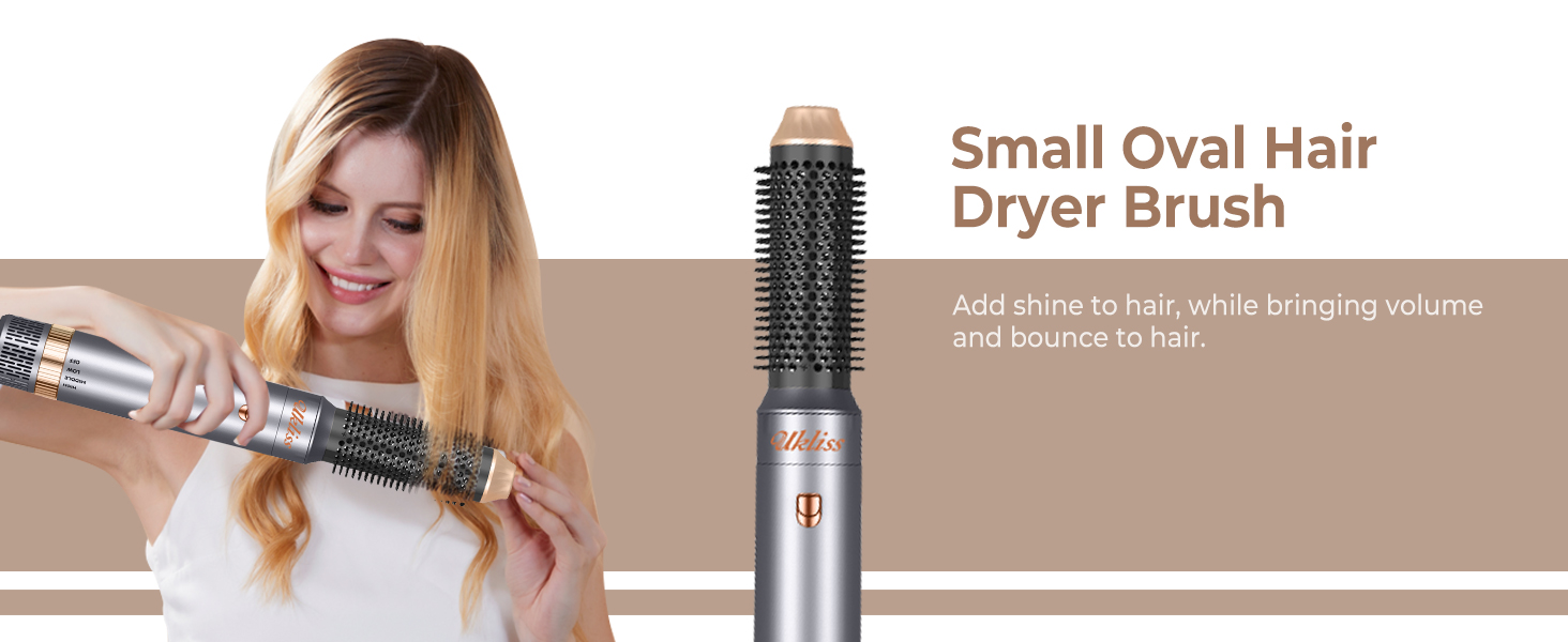 UKLISS Airstyler Pro 7-в-1: професійний фен-щітка з іонізацією, 1400 Вт, для укладання, створення локонів та випрямлення волосся (сірий)