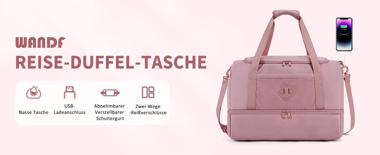 Спортивна сумка Wandf для ручної поклажі в літак (45x36x20 см) з відділенням для взуття та мокрих речей, бежева