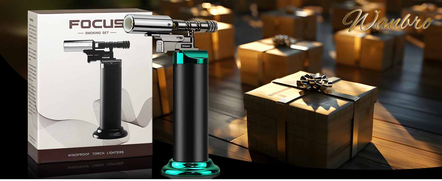 Газовий пальник для кухні Küchenbrenner: потужний Jet-полум'я, заправний бутаном, для крем-брюле, паяння (без бутану), чорний Wb009