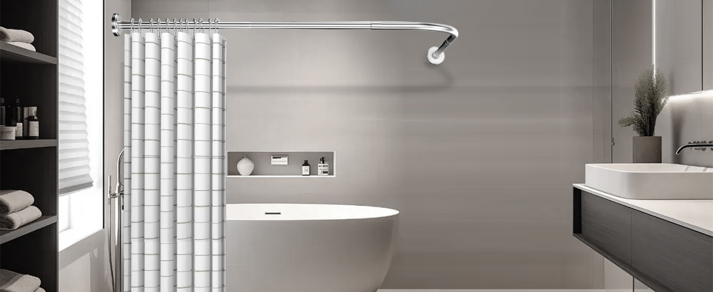 Штанга для душу U-подібної форми uyoyous, 85-120 см, не потребує свердління, з нержавіючої сталі 304, для ванної кімнати/душу