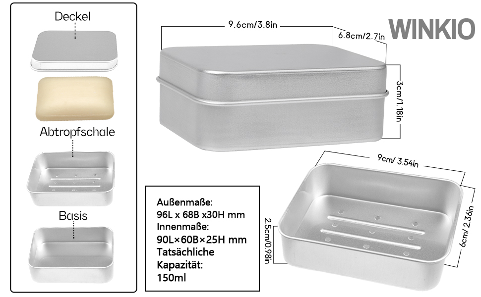 Набір мильниць для подорожей 2 шт. з алюмінію з підсіткою, вологостійкі, нержавіючі мильниці для дому, подорожей, мила та пінки для гоління (срібні)