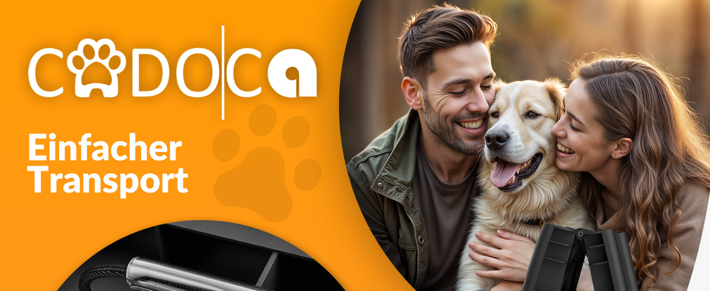CADOCA® Рампа для собак і котів, складана, до 90 кг, 156x40 см, з ручкою та бугелем, з підставкою для води, антиковзаюча