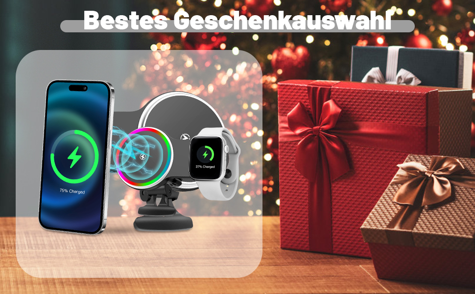 Автомобільний зарядний пристрій MagSafe 15W 2-в-1: зарядка та тримач для iPhone 16/15/14/13/12 Pro Max