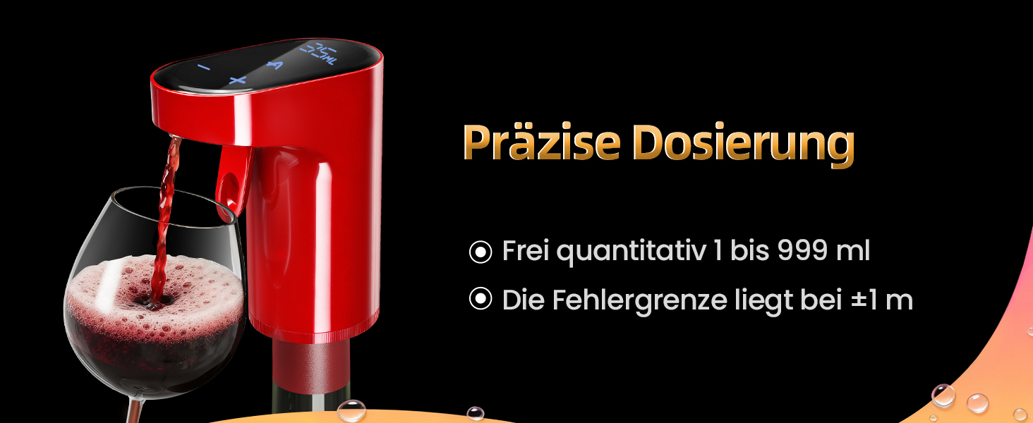 Електричний декантер для вина 5-в-1 з регулюванням дозування та цифровим виливом, автоматичний розливач вина, подарунок на День народження/День Святого Валентина (червоне)