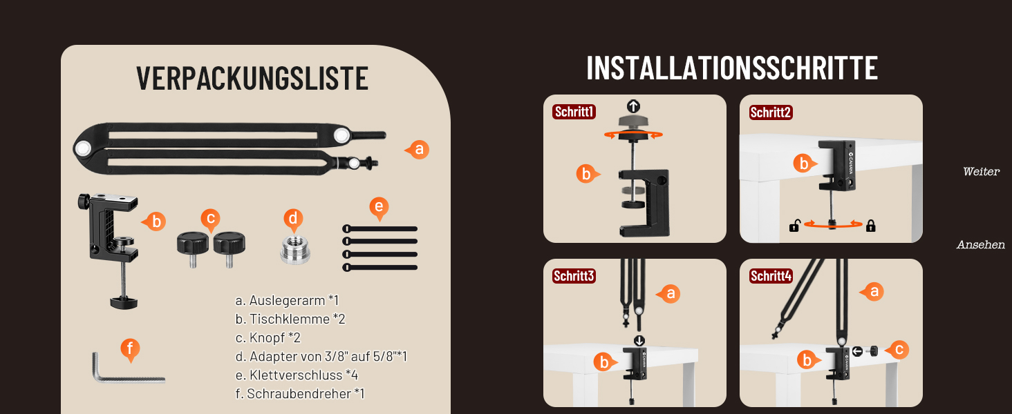 Підлокітник для мікрофона CAHAYA CY00380-1: регульований штатив з широкою основою, адаптер 3/8' - 5/8'