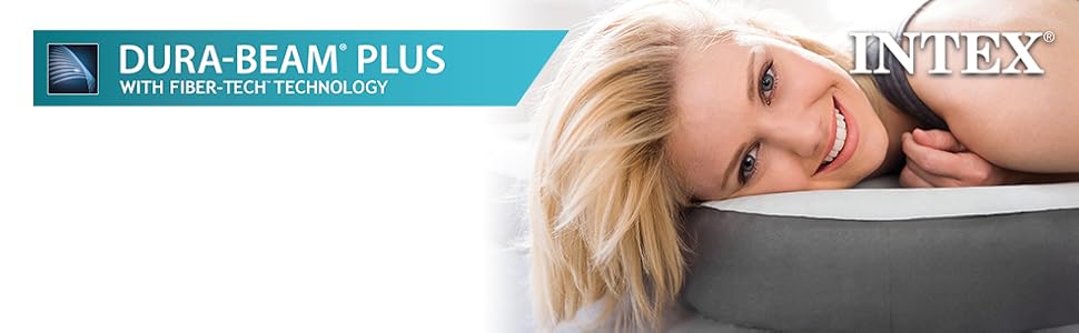 Надувний матрац Intex 67766 Dura-Beam Comfort Plush, односпальний, з вбудованим електронасосом, PVC, 99x191x33 см, багатокольоровий