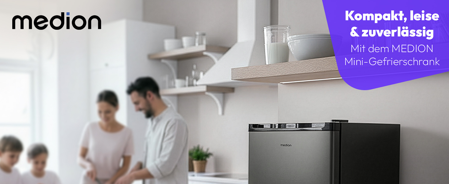 Міні-морозильна камера MEDION MD37675 сірого кольору (33 л, 51 см, регульовані ніжки, ручка-виїмка, ручне керування, 4 зірки)