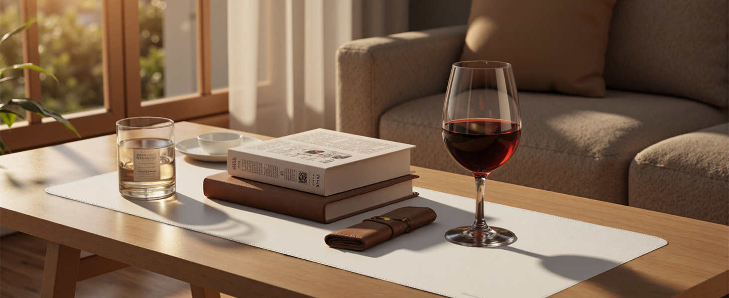 Підкладка для столу XXL з екошкіри бежевого кольору 80x40 см: антиковзка, водостійка, для офісу та дому