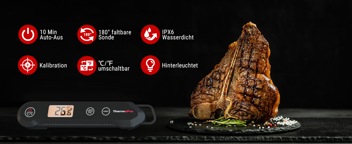 Термометр для м'яса ThermoPro TP03H: точний, швидкий, водонепроникний (IPX6)