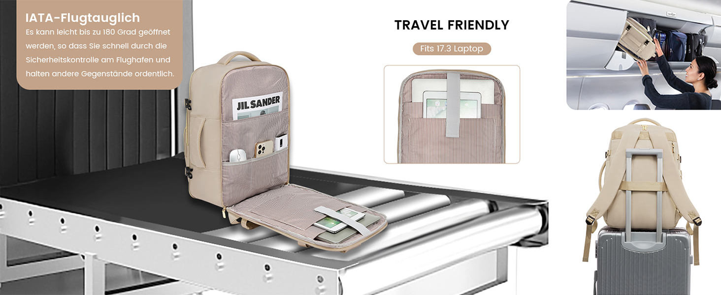 Рюкзак LOVEVOOK 40L для ручної поклажі в літак, водонепроникний, з відділенням для ноутбука 17 дюймів, для подорожей, роботи, хайкінгу, оливково-бежевий