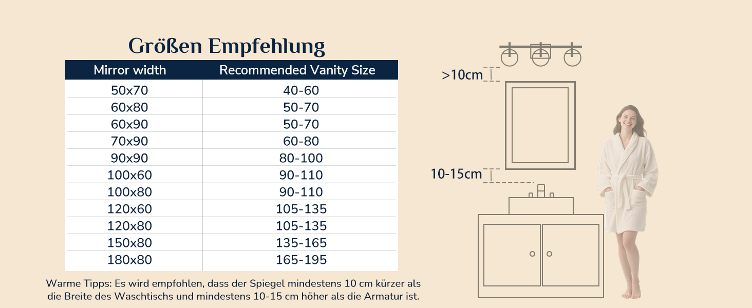 Дзеркало для ванної кімнати Keonjinn кругле, 60см з підсвічуванням, антизапар, сенсорне управління, пам'ять, 3 кольори світла, регулювання яскравості, LED, без рамки