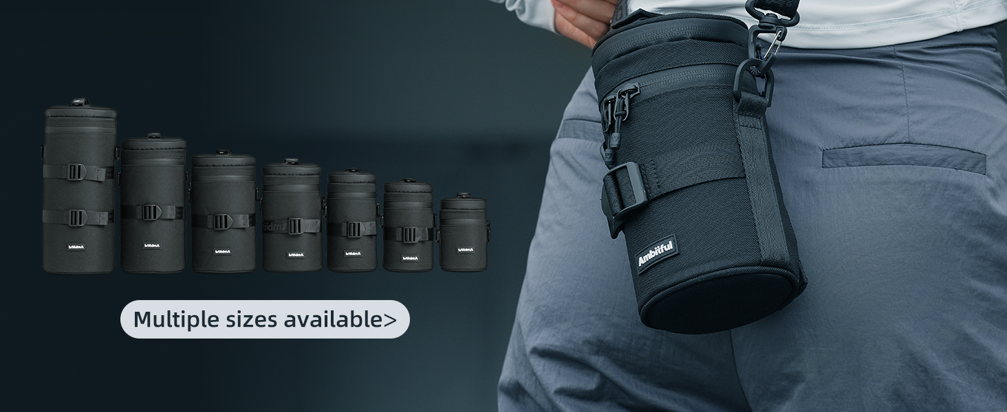 Захисний чохол для об'єктива камери AMBITFUL: водонепроникний, пилонепроникний, ударостійкий. Підходить для Sony, Nikon, Canon, Fujifilm, Tamron (до 110x225 мм)